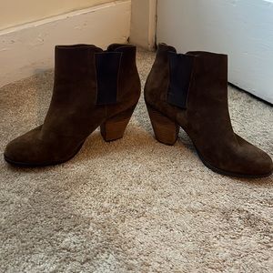 Brown suede booties